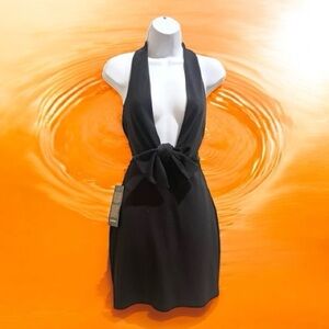 🟣 BEBE SEXY black halter dress